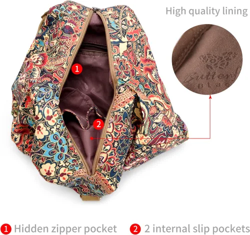 Vista 4 de Black Butterfly - Mochila prémium para mujer estilo bohemio casual moderna ligera y pequeña