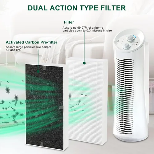 Vista 3 de Paquete de 4 filtros Febreze de repuesto para FRF102B – Compatible con filtro Honeywell U HRF201B – Compatible con Honeywell mesa y torre HHT270
