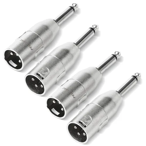 Vista 8 de 2-Pcs XLR Macho a 1/4" 6.35mm TS Macho Adaptador Plata