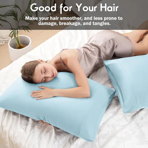 Vista 6 de Fundas de Almohada Tamaño Estándar Paquete de 2, Fundas de Almohada de Viscosa Refrescante con Cierre de Sobre, Fundas de Almohada Frescas