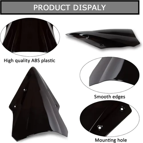Vista 4 de Parabrisas doble burbuja para 650 ER6F 2017 2018 2019 (negro)