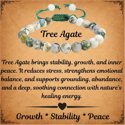 Vista 28 de ANAYA AGATE Bracelet – Healing Crystal Bracelet for Women, Men – Chic Gemstone Bracelet for Men and Women – 8mm Round Bead Bracelets for Spiritual