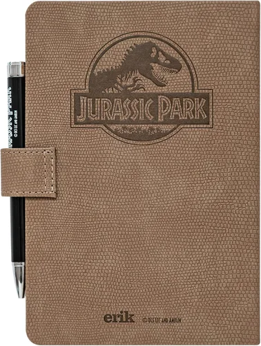 Vista 2 de Cuaderno diario oficial de Jurassic Park, cuadernos de tapa dura + bolígrafo, cuaderno A5, bonitos cuadernos 180 páginas punteadas Jurassic