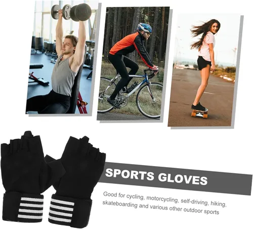 Vista 9 de TOYANDONA Guantes de gimnasio antideslizantes de medio dedo para levantamiento de pesas y fitness al aire libre, guantes de ejercicio transpirables