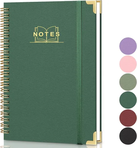 Vista 9 de Cuaderno de espiral rayado, cuaderno A5 de tapa dura en espiral para el trabajo, 5.7 x 8.2 pulgadas, cuadernos de papel grueso de 100GSM