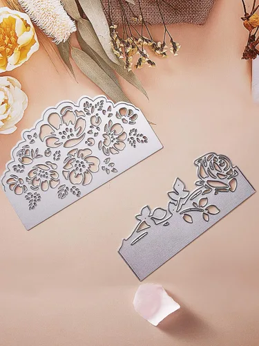 Vista 7 de Boao 3 piezas troqueladas, troqueles de metal para hacer tarjetas, álbum de recortes, tarjetas de papel en relieve, flores surtidas, cortes