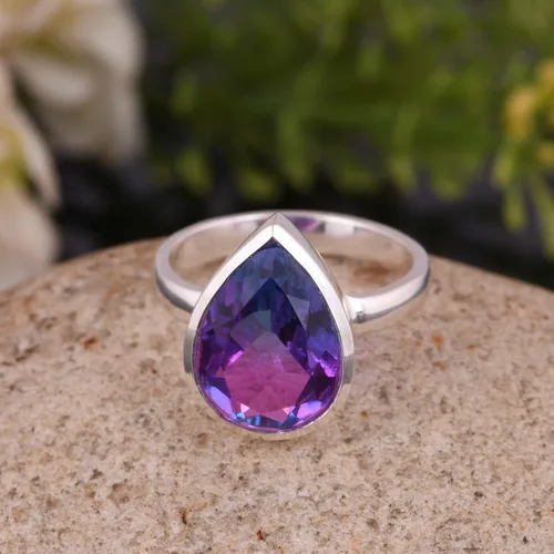 Vista 62 de PANOPLY Bio Pink Doublet Quartz Solid 925 Sterling Silver Ring for Women