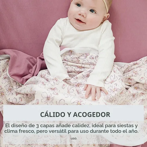 Vista 4 de Pobibaby - Manta para niña, 50 x 50 pulgadas, algodón suave (flores)