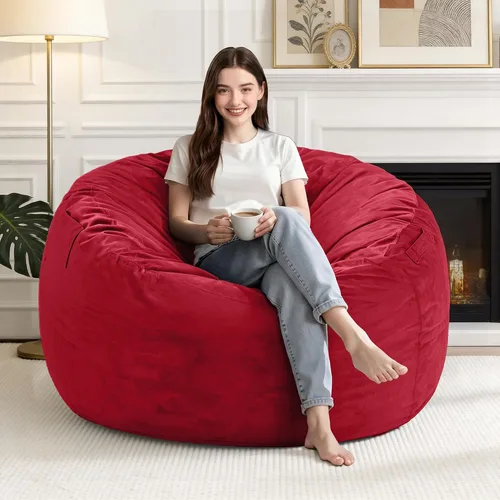 Vista 56 de Silla Puf de 2 Pies con Funda de Terciopelo Ultra Suave Sofá Puf con Espuma con Memoria Sillas Puf de Tamaño Grande Sofá Perezoso para Dormitorio