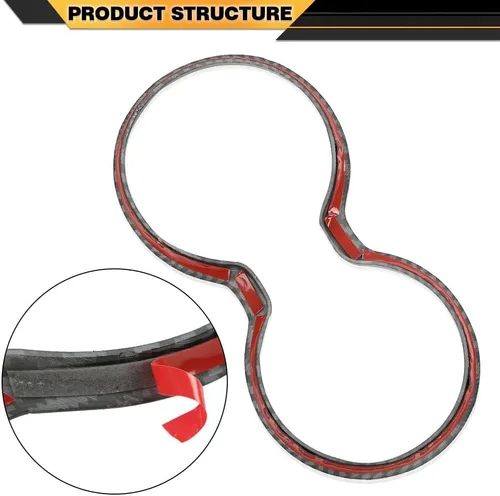 Vista 6 de CNNELL Cubierta del soporte de la taza del cambio de engranajes de fibra de carbono del bisel Compatible con Jeep Grand Cherokee 2011-2021