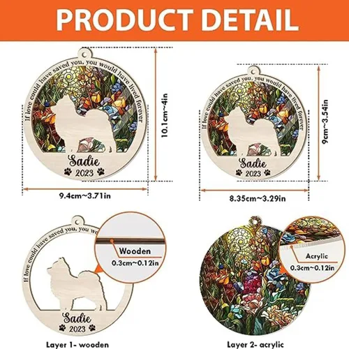 Vista 2 de Atrapasoles conmemorativos personalizados para perros Akita, nombre de perro personalizado, adorno de pérdida de perro, regalo para amantes