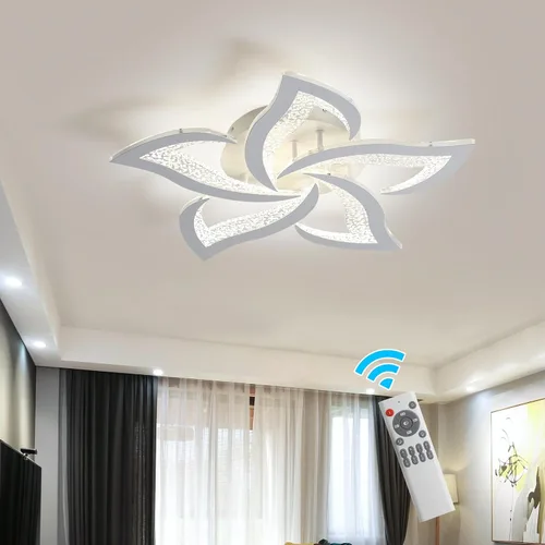 Vista 11 de Garwarm Lámpara de Techo LED Moderna, Regulable de 3 Cabezales Cuadrados Accesorio de Lámpara de Techo con Control Remoto, Candelabro de Techo