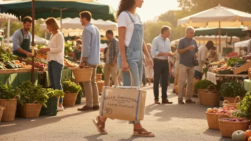 Vista 9 de Bolsa de mano de yute KAF Home para el mercado con asas, Talla única