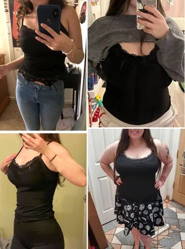 Vista 6 de BemorRun Camisola para mujer, de algodón, suave, cómoda, con encaje, camiseta
