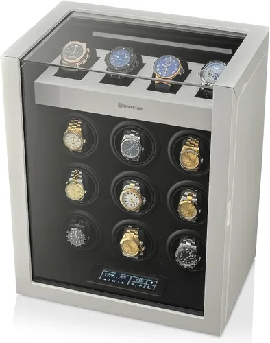 Vista 8 de TIMECUBE Bobinadora de 9 relojes con 4 ranuras de almacenamiento y 15 programas Windimg, Blanco, Compacto