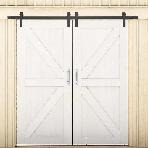 Vista 7 de Paquete de 2 manijas de puerta de granero, manijas de puerta plateadas, tiradores de gabinete deslizantes, 5 agujeros, accesorios de aleación de zinc