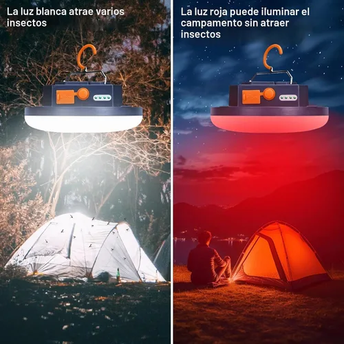 Vista 2 de Linterna de camping roja a prueba de insectos iodoo con luz de 2025, linterna de camping recargable de 10000mAh y 3000LM para tienda, 6500K