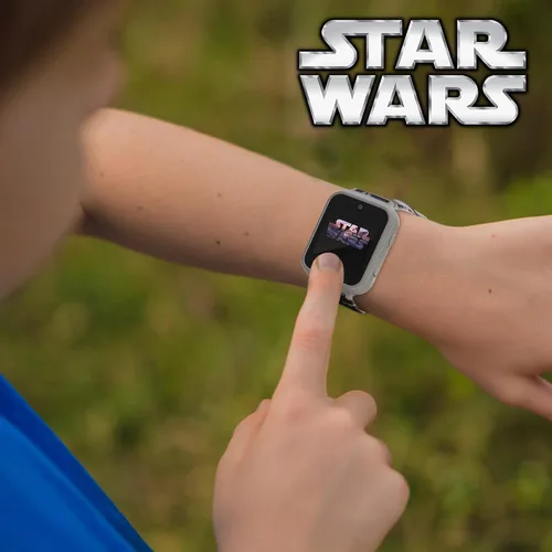 Vista 4 de Star Wars - Reloj inteligente interactivo para niños con 10 caras de reloj, cámara, juegos, alarma y contador de pasos, licencia oficial, se adapta