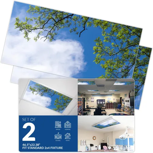 Vista 8 de OCTO LIGHTS Cubiertas fluorescentes de árbol para luces de techo 2x4 Árbol de acacia cielo azul