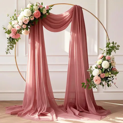 Vista 5 de Tela de Drapeado para Arco de Boda Rosa Empolvado Cortinas de Techo 1 Panel Tela de Gasa Cortinaje Cortinas de Boda para Techo Cortina Transparente