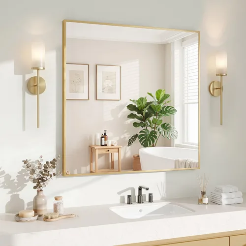 Vista 43 de Koonmi Espejo de pared rectangular negro, espejo de baño de 20 x 30 pulgadas, espejo de tocador con marco de aluminio para entrada, sala de estar