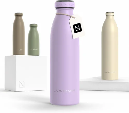 Vista 26 de LARS NYSØM Botella de agua aislada de acero inoxidable de 12 onzas, 17 onzas, 25 onzas, 34 onzas, 51 onzas, frasco térmico aislado para bebidas