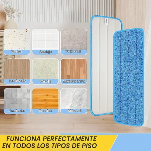 Vista 6 de Paquete de 6 almohadillas reutilizables de 16.5 pulgadas, cabezales de repuesto de trapeador de microfibra para mopas húmedas y secas, compatibles