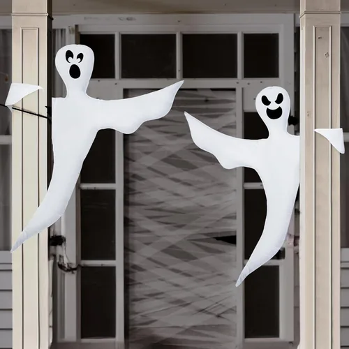 Vista 3 de JOYIN 2 piezas de decoración de fantasma para árbol de Halloween, 53 pulgadas, fantasma volador flexible para árboles, patio, césped, jardín