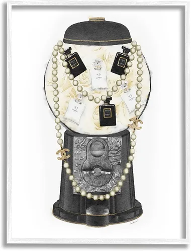 Vista 8 de Stupell Industries Accesorios de collar de perfume de diseño de máquina de chicles vintage, diseño de Amanda Greenwood Stupell Industries Gray