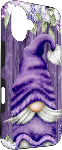 Vista 3 de Carcasa estética de gnomo de lavanda para iPhone 16, color lila