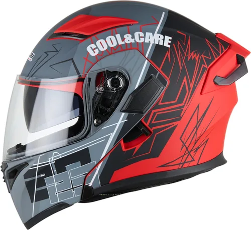 Vista 10 de Casco de motocicleta de cara completa con doble visera, protector solar abatible, modular, para motocross, aprobado por DOT (93 blanco, M)