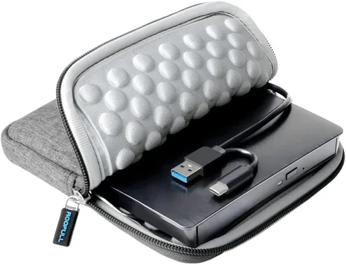Vista 12 de ROOFULL Unidad externa de CD/DVD USB 3.0 y USB-C, ultrafina de 0.5 pulgadas, reproductor de CD y DVD de alta velocidad, grabador para computadora