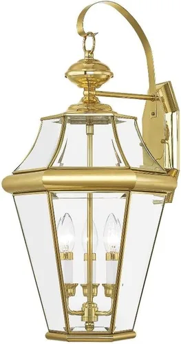 Vista 3 de Livex Lighting 2361-02 - Farol de pared para exteriores, latón pulido