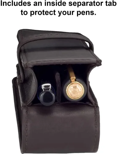 Vista 8 de DiLoro Estuche doble de cuero para lápices para dos bolígrafos y lápices (negro)