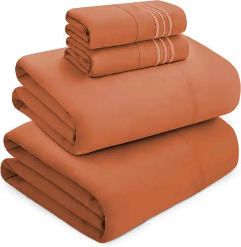Vista 42 de Mocassi Juego de sábanas de lujo de 4 piezas, calidad prémium de hotel de 1800 hilos, ajuste fácil, sábanas y fundas de almohada resistentes a