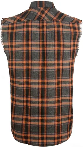 Vista 2 de Camisa sin mangas a cuadros para hombre, camisas vaqueras con botones
