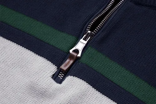 Vista 3 de MAGNIVIT Suéter para hombre con cremallera de 14, a rayas, para otoño e invierno, bloque