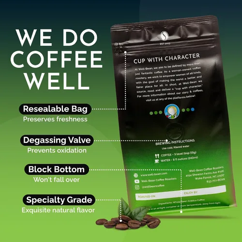 Vista 5 de Well-Bean Café - Granos de café Hot Mess, café de grano entero Microlot nicaragüense, café keto sin gluten, granos de café ricos en antioxidantes