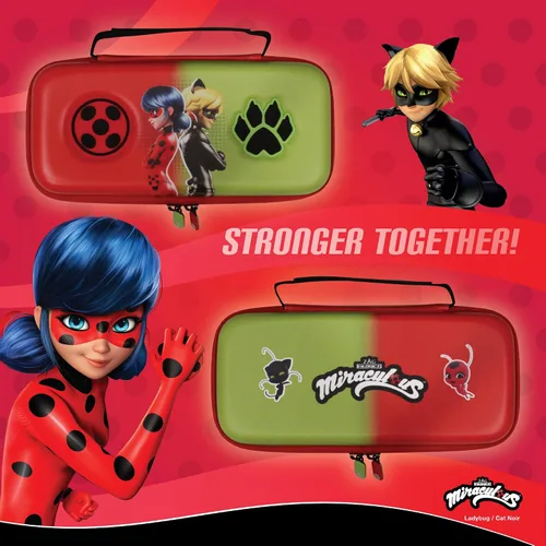 Vista 3 de Limited Edition Official Miraculous EVA Hard Shell Protective Travel Carrying Case Officially Licensed - For Nintendo Switch OLED ModelNintendo