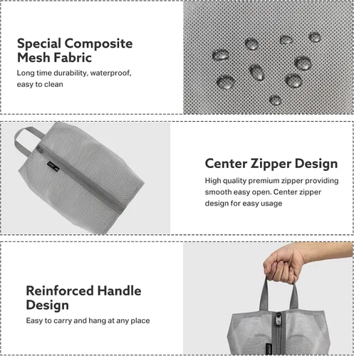 Vista 4 de Luvsusu Bolsas de zapatos esenciales de viaje, resistentes al agua, para hombres y mujeres, organizador portátil de almacenamiento de zapatos