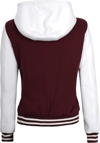 Vista 4 de Decrum Chaqueta Varsity con capucha para mujer, chaquetas ligeras Letterman Highschool Baseball Bomber para mujer