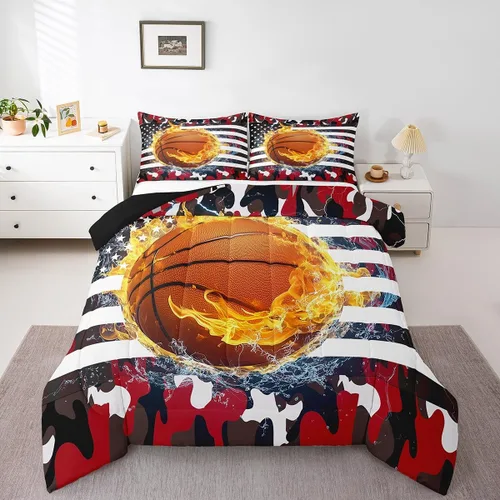 Vista 44 de Erosebridal Juego de edredón de bandera estadounidense tamaño individual para niños y adolescentes, juego de ropa de cama de camuflaje, edredón