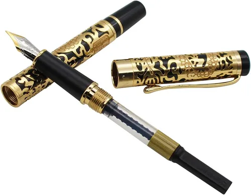 Vista 5 de Pluma estilográfica avanzada Jinhao 5000 Dragon Year Dorado con Negro