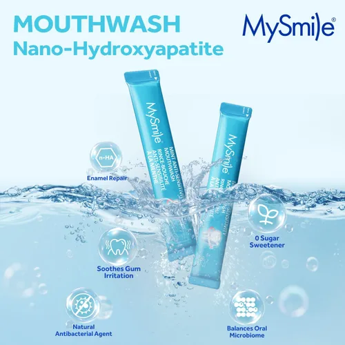 Vista 2 de MySmile - Enjuague bucal para dientes sensibles, lavado bucal nano hidroxiapatita, tamaño de viaje, sin flúor ni alcohol, remineralizante para mayor