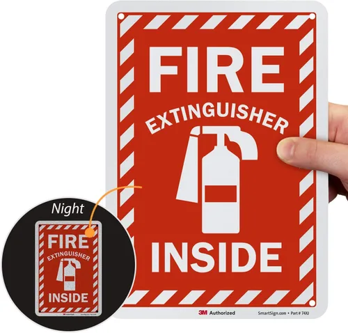 Vista 12 de SmartSign Etiqueta interior para extintor de incendios 4 x 6 pulgadas reflectante de grado de ingeniero, paquete de 3