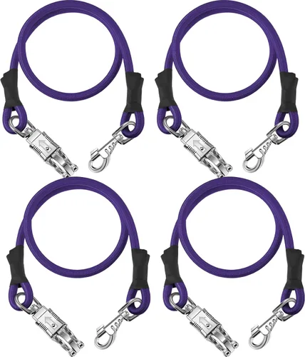 Vista 9 de Riakrum 4 lazos elásticos para remolque de caballo con cierre rápido, color Negro