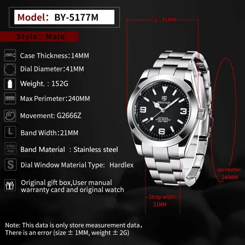 Vista 6 de CEYADG BANYAR - Reloj de pulsera analógico para hombre, mecánico y automático, con pulsera de acero inoxidable