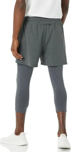Vista 2 de Tienda Essentials Men's Double Layered Woven Moisture Wicking Running Shorts