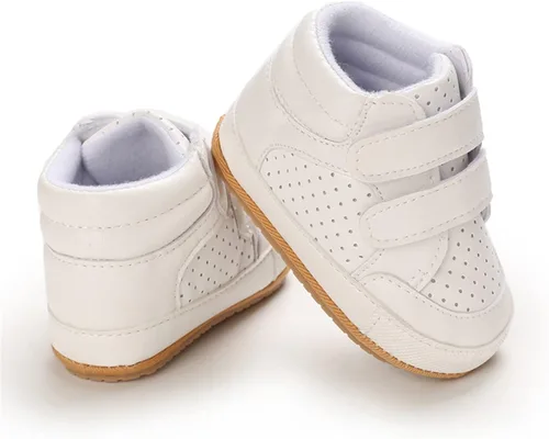 Vista 5 de E-FAK Zapatos de bebé para niños y niñas, zapatillas para bebés, suela de goma antideslizante, zapatos de cuna para primeros pasos de niños pequeños