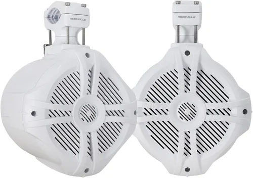 Vista 2 de Rockville Receptor Bluetooth+6.5 "Blanco Marine Wakeboard Torre Altavoces+Amplificador+Kit